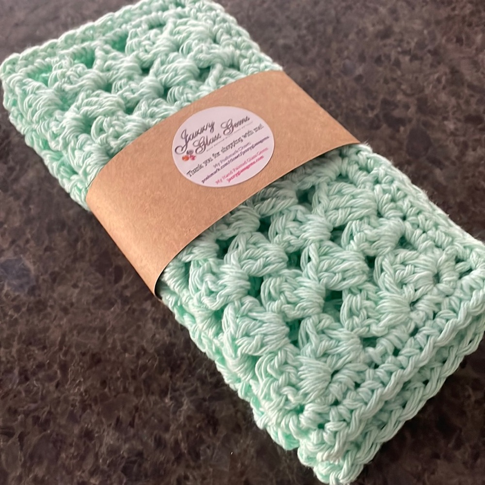 2 Hand Crafted Crochet Washcloths Crochet Dishcloths - 100% Cotton